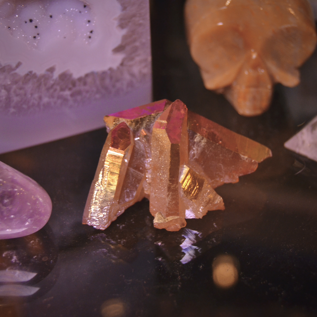 Sunset Aura Quartz Cluster Crystal