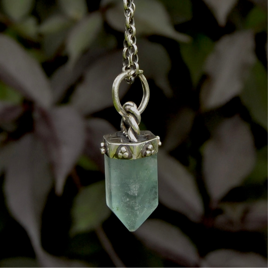 .925 Sterling Silver and Fluorite Pendulum pendant/necklace