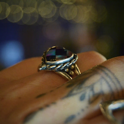 Aurora Chequered Opal Heart Ring