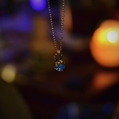 Ocean Blue Mini Opal Pendant and Chain