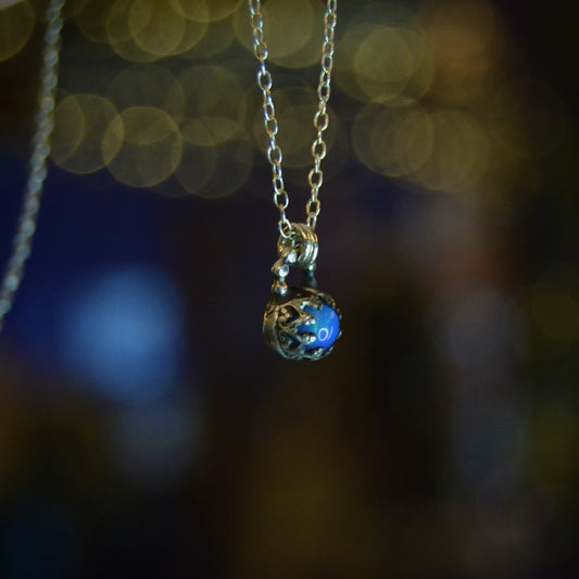 Ocean Blue Mini Opal Pendant and Chain