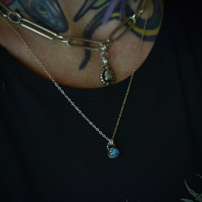 Ocean Blue Mini Opal Pendant and Chain