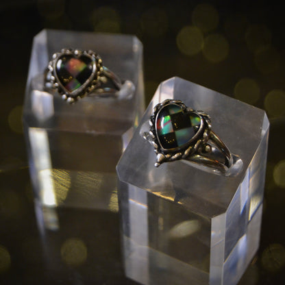 Aurora Chequered Opal Heart Ring