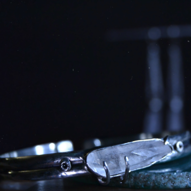Quartz and Sapphire Bangle and Earrings