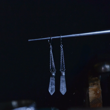 Quartz and Sapphire Bangle and Earrings